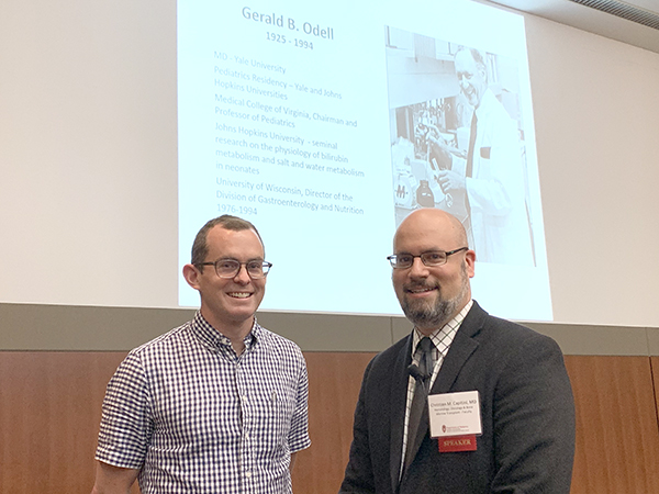 Gerard P. Odell Research Award winners David McCulley, MD, and Christian Capitini, MD, both spoke at Research Week.