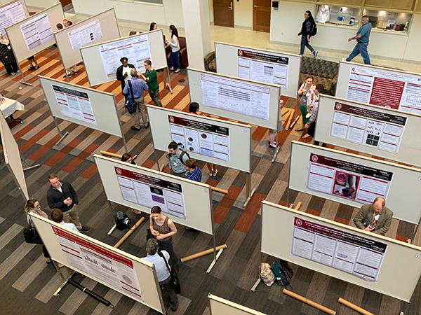 Eighty posters filled the Health Sciences Learning Center during Friday’s Research Day.