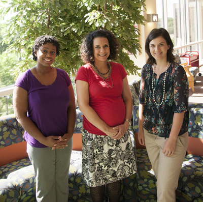 From left: Third-year medical student Jasmine Zapata; clerkship director Angela Veesenmeyer, MD, MPH; third-year medical student Heather Lukolyo.