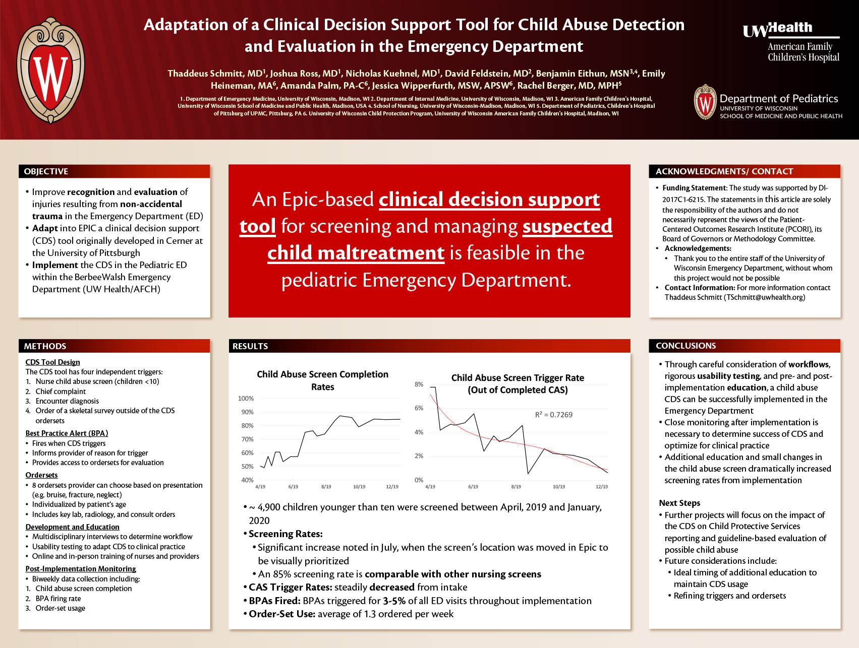 Adaptation of a Clinical Decision Support Toolfor Child Abuse Detection and Evaluation in the Emergency Department poster image