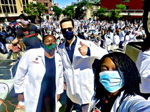 healthcare workers in masks
