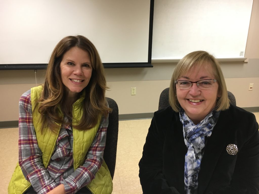 Left - Rep. Chris Taylor (D) and Rep. Joan Ballweg(R) meet with residents.