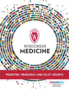 colorful circle of blocks with Wisconsin Medicine logo in the middle and the text Pediatric Research and Pilot Grants
