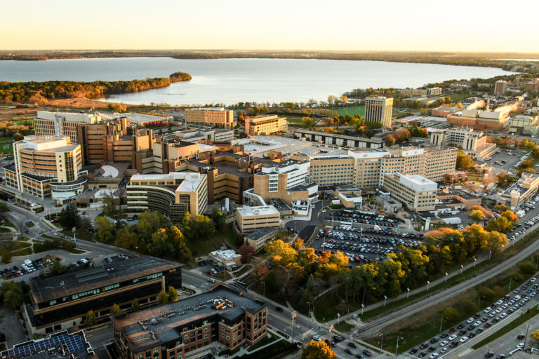 aerial view of the UW–Madison campus