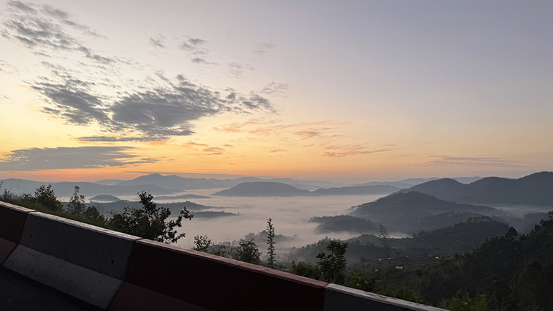 A view of sky and mountains in Rwanda.