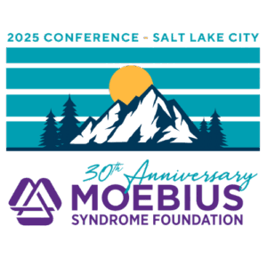 Moebius Syndrome Foundation conference logo, which includes a graphic of mountains and a sun.