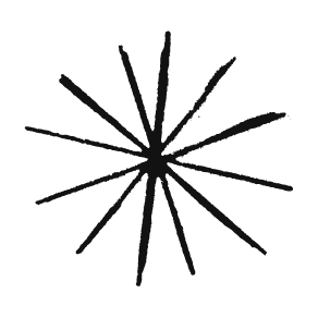 Black, hand drawn asterisk.