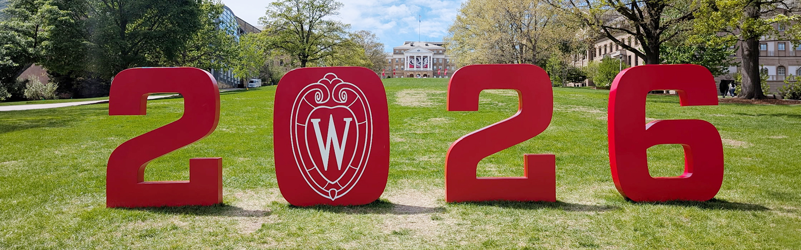2026 graduation year displayed on Bascom hill.