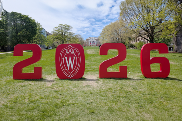 2026 graduation year displayed on Bascom hill.