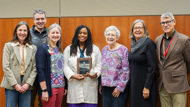 Dr. Jasmine Zapata is presented with the 2025 Murray Katcher Child Advocacy award.